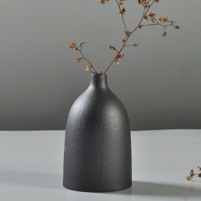 Ceramic Flower Vase Porcelain Black