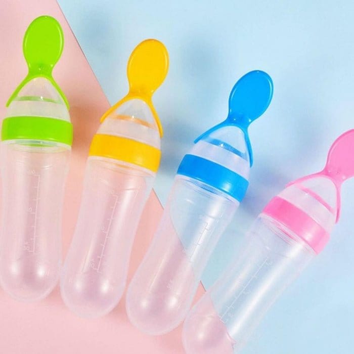 Baby Silicone Squeezing Feeding Bottle