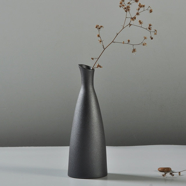 Ceramic Flower Vase Porcelain Black