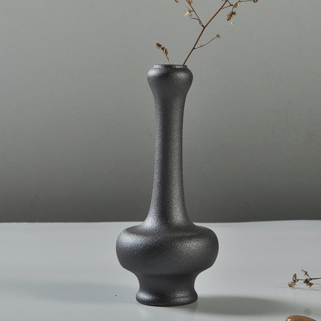 Ceramic Flower Vase Porcelain Black