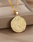 Astrological Sign Coin Pendant Necklace