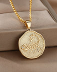 Astrological Sign Coin Pendant Necklace